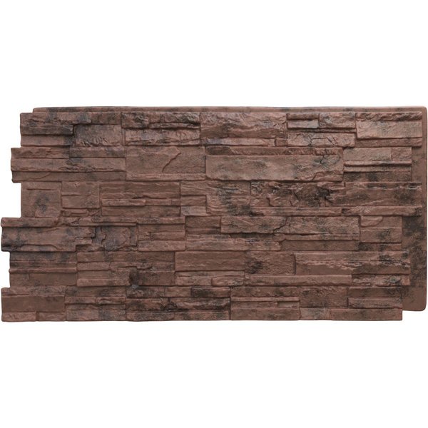 Ekena Millwork 48 5/8"W x 24 3/4"H x 1 1/4"D Cascade Stacked Stone, StoneWall Faux Stone Siding Panel, Canyon Brown PNU24X48CACB